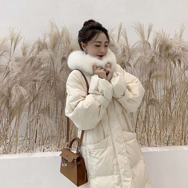 down cotton padded jacket women's version loose winter medium and long large wool collar, Black
down cotton padded jacket women's version loose winter medium and long large wool collar, Black