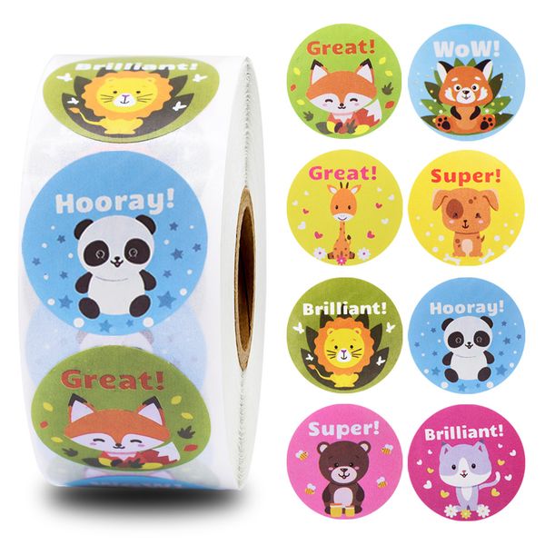 8 different cartoon animals stickers 500pcs/roll reward words stickers for teacher encourage student kawaii sticker for kids toy
8 different cartoon animals stickers 500pcs/roll reward words stickers for teacher encourage student kawaii sticker for kids toy