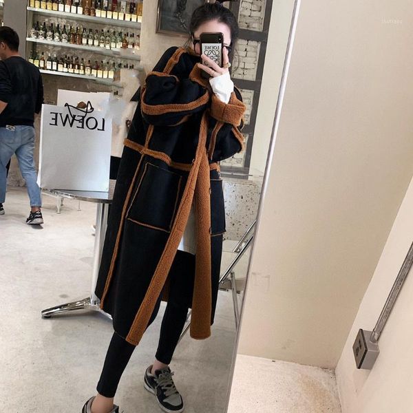 women's wool & blends coat autumn and winter thickening mid-length large size double-sided suede single-breasted plus jacket, Black
women's wool & blends coat autumn and winter thickening mid-length large size double-sided suede single-breasted plus jacket, Black