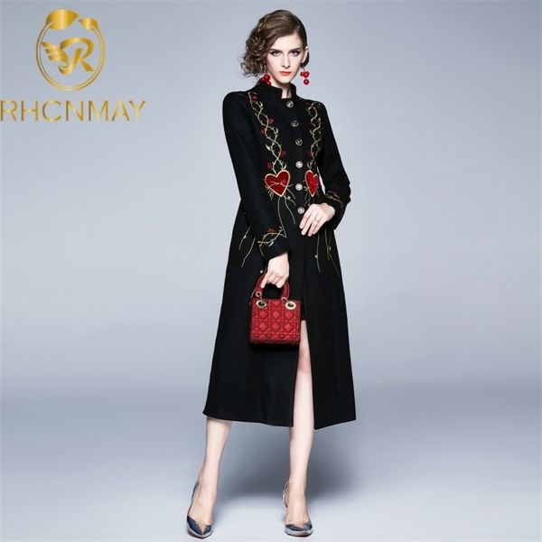 high qulaity luxury women trench coat winter tweed floral embroidery thick warm single breasted vintage long wool 210520, Tan;black
high qulaity luxury women trench coat winter tweed floral embroidery thick warm single breasted vintage long wool 210520, Tan;black