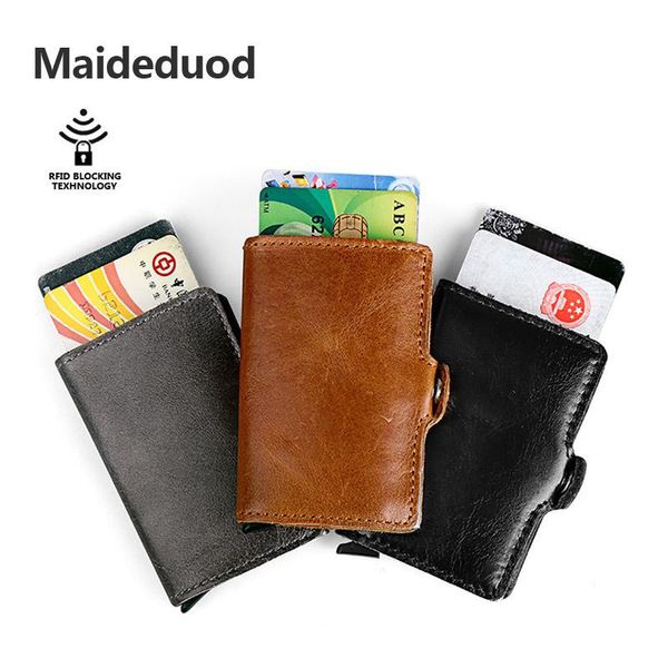 card holders maideduod genuine leather metal men holder rfid aluminium with blocking mini wallet, Brown;gray
card holders maideduod genuine leather metal men holder rfid aluminium with blocking mini wallet, Brown;gray