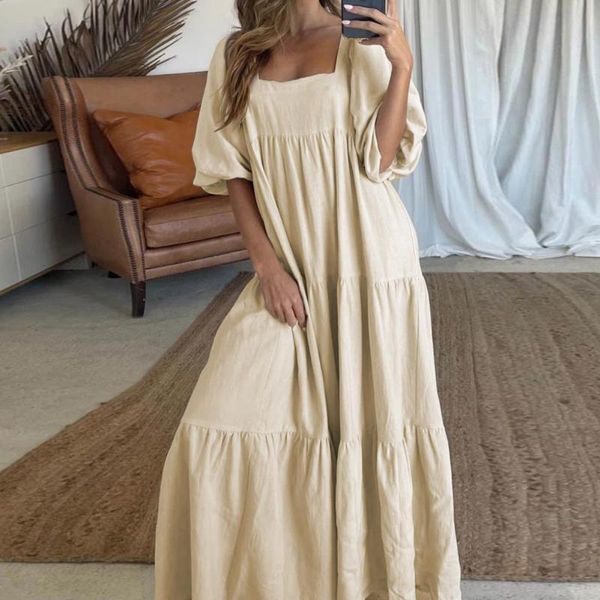 party dresses summer maxi dress puff sleeve ruffles hem back lace-up square neck patchwork wedding vestidos, White;black
party dresses summer maxi dress puff sleeve ruffles hem back lace-up square neck patchwork wedding vestidos, White;black
