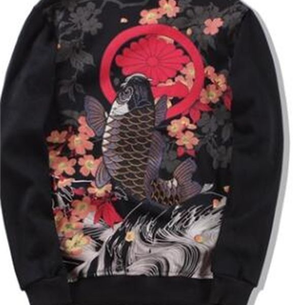 zng cherry blossom men's clothing sport leisure coat embroidery carp autumn and winter thin, Black;gray
zng cherry blossom men's clothing sport leisure coat embroidery carp autumn and winter thin, Black;gray