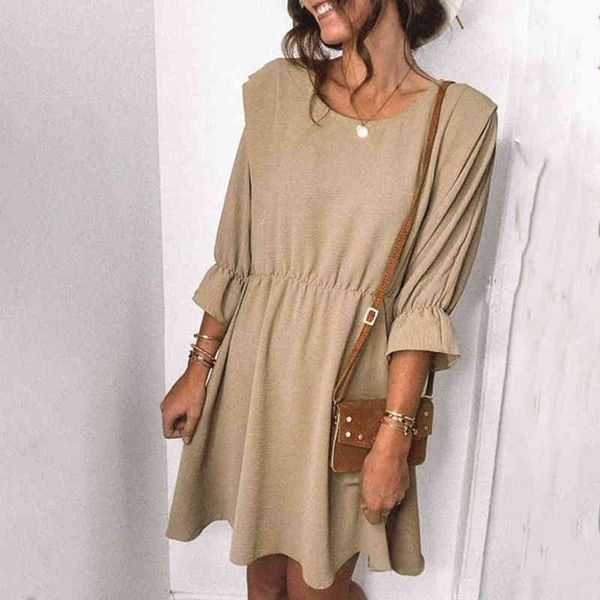 women casual elastic high waist half sleeve midi dress spring summer solid color round collar female a-line dress vestidos 210416, Black;gray
women casual elastic high waist half sleeve midi dress spring summer solid color round collar female a-line dress vestidos 210416, Black;gray