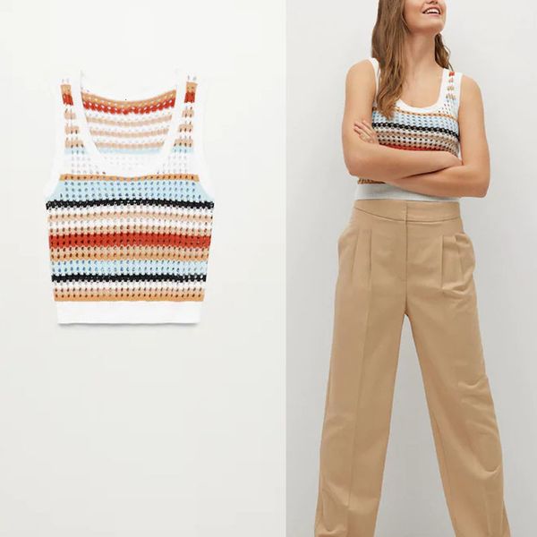 sweaters striped openwork cropped vest sweater women sleeveless o neck vintage pullover female fashion loose spring sweaters top, White;black
sweaters striped openwork cropped vest sweater women sleeveless o neck vintage pullover female fashion loose spring sweaters top, White;black