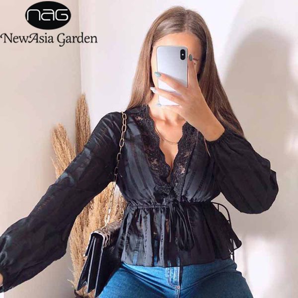 newasia lace black shirts v neck tie up patchwork long sleeve chic ruched crop women elegant blouse casual streetwear 210413, White
newasia lace black shirts v neck tie up patchwork long sleeve chic ruched crop women elegant blouse casual streetwear 210413, White