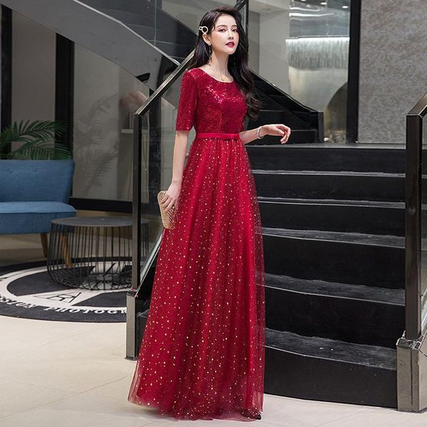 ethnic clothing women long a-line tulle evening dress short sleeved round neck exquisite sequined bling floor length, Red
ethnic clothing women long a-line tulle evening dress short sleeved round neck exquisite sequined bling floor length, Red