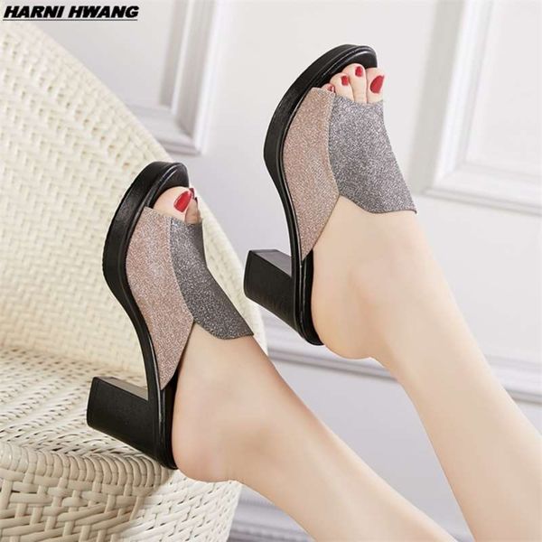 women's slippers sandals summer 8cm high heel shoes woman fashion 210928, Black
women's slippers sandals summer 8cm high heel shoes woman fashion 210928, Black