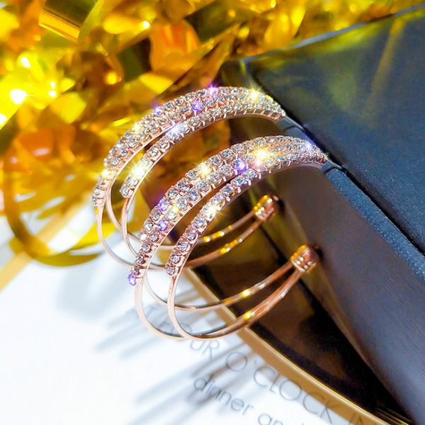 925 silver needle european and american exaggerated full diamond geometric circle earrings temperament c-shaped earring earrings female, Golden
925 silver needle european and american exaggerated full diamond geometric circle earrings temperament c-shaped earring earrings female, Golden