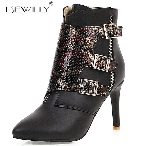 boots lsewilly women shoes winter warm fashion pointed toe ankle outside super high heel buckle mix color k204, Black
boots lsewilly women shoes winter warm fashion pointed toe ankle outside super high heel buckle mix color k204, Black