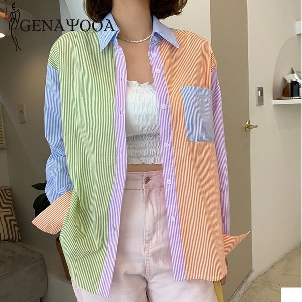 genayooa casual womens and blouses vintage korean style long sleeve striped shirt patchwork turn-down collar blouse women 210417, White
genayooa casual womens and blouses vintage korean style long sleeve striped shirt patchwork turn-down collar blouse women 210417, White