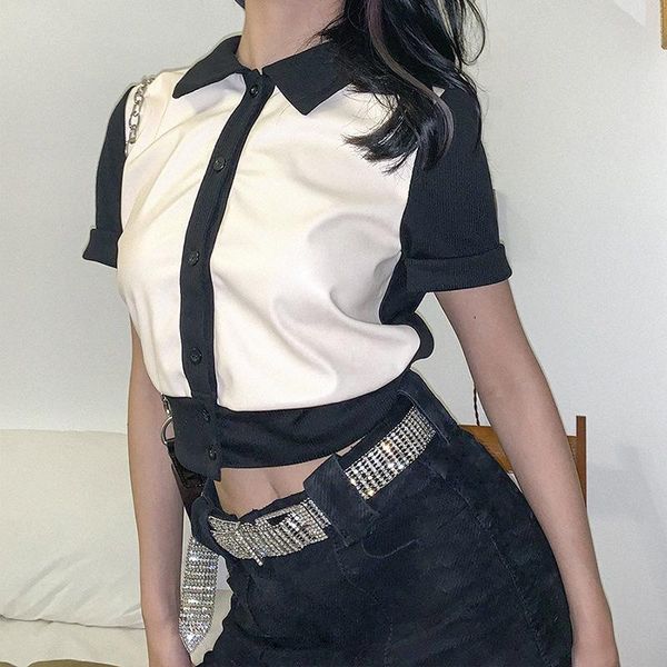 summer fashion hit color patchwork tees women pu street casual short sleeve crop lady slim basic tee women's t-shirt, White
summer fashion hit color patchwork tees women pu street casual short sleeve crop lady slim basic tee women's t-shirt, White