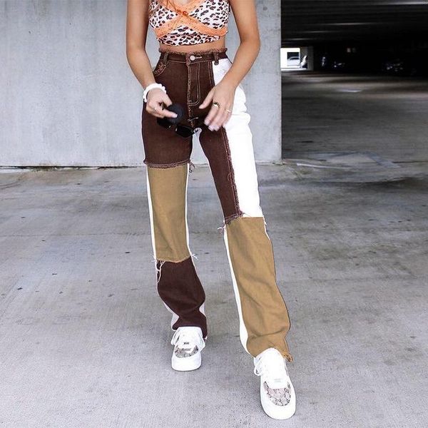 women's jeans hip hop blue/pink patchwork women high waist straight ladies trousers female denim for woman casual pants
women's jeans hip hop blue/pink patchwork women high waist straight ladies trousers female denim for woman casual pants