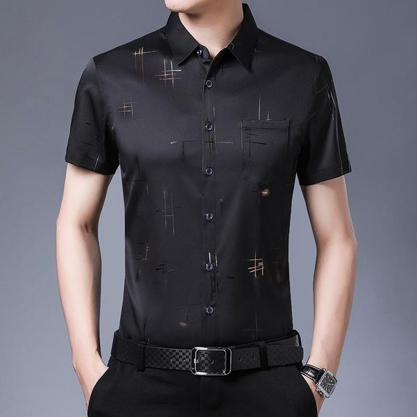 men's casual shirts 2021 fashion print shirt men summer short sleeve silk slim fit camisa masculina drop c746, White;black
men's casual shirts 2021 fashion print shirt men summer short sleeve silk slim fit camisa masculina drop c746, White;black