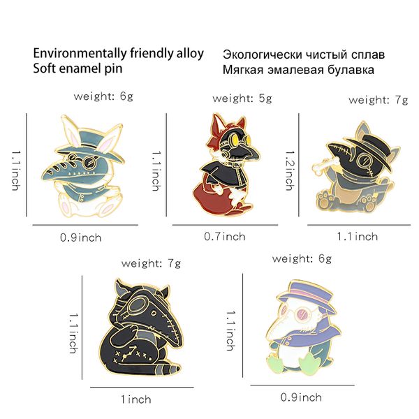 plague doctor animal enamel pin custom fox rabbit penguin brooches bag lapel pin funny cute cartoon badge jewelry gift for kidsdio chan cont, Gray
plague doctor animal enamel pin custom fox rabbit penguin brooches bag lapel pin funny cute cartoon badge jewelry gift for kidsdio chan cont, Gray