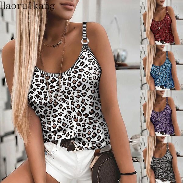 women's t-shirt summer sleeveless print female casual slim leopard elastic suspender vest top, White
women's t-shirt summer sleeveless print female casual slim leopard elastic suspender vest top, White