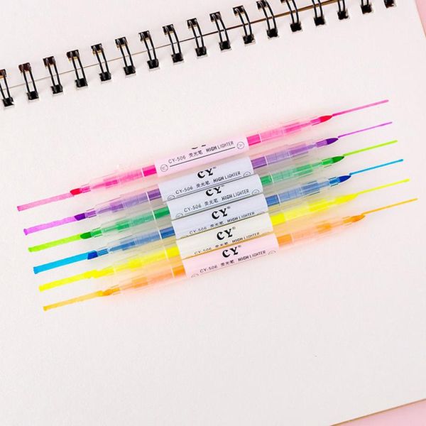 highlighters 6 colors/box double headed highlighter pen set fluorescent markers pens art marker colorful cute kawaii stationery, Black;red
highlighters 6 colors/box double headed highlighter pen set fluorescent markers pens art marker colorful cute kawaii stationery, Black;red