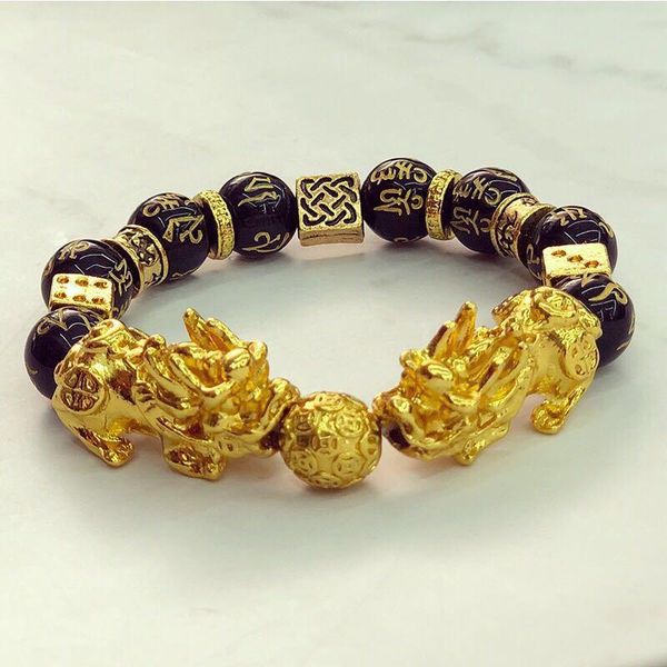 link, chain gold plating pixiu wealth feng shui bracelet for women men dice beads couple luxury jewelry gift bring lucky bracelets, Black
link, chain gold plating pixiu wealth feng shui bracelet for women men dice beads couple luxury jewelry gift bring lucky bracelets, Black