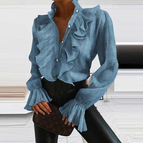 women's t-shirt solid ruffle shirts office t shirt lady 2021 summer long sleeve slim t-shirts fashion women v-neck, White
women's t-shirt solid ruffle shirts office t shirt lady 2021 summer long sleeve slim t-shirts fashion women v-neck, White