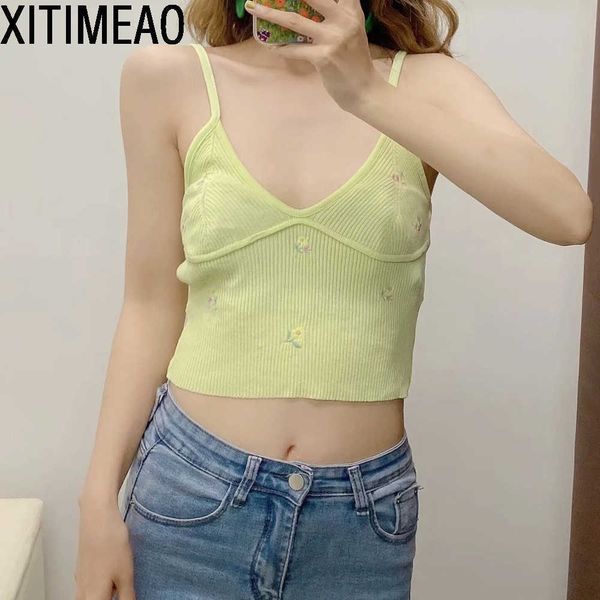 za women sweet fashion floral embroidery cropped knitted blouses vintage backless thin straps female shirts chic 210604, White
za women sweet fashion floral embroidery cropped knitted blouses vintage backless thin straps female shirts chic 210604, White