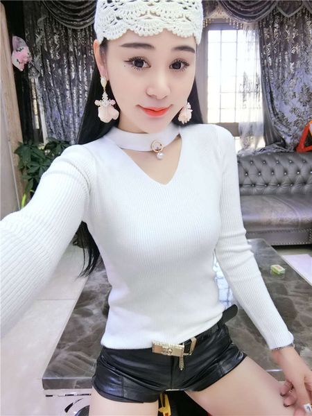women's sweaters sweater spring autumn v-neck slim and versatile short pullover knitted bottomed shirt 2n5a, White;black
women's sweaters sweater spring autumn v-neck slim and versatile short pullover knitted bottomed shirt 2n5a, White;black