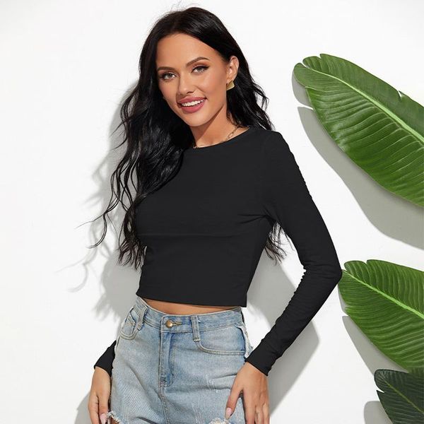 women's t-shirt 2021 autumn basic black t shirts solid color long sleeves o neck self cultivation leak umbilicus white short
women's t-shirt 2021 autumn basic black t shirts solid color long sleeves o neck self cultivation leak umbilicus white short