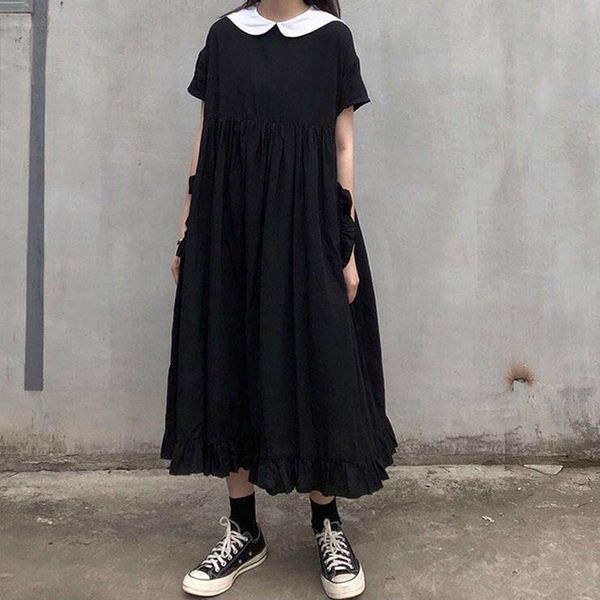 casual dresses houzhou summer dress women black kawaii sweet japanese preppy style ruffles midi oversize loose sundress robe, Black;gray
casual dresses houzhou summer dress women black kawaii sweet japanese preppy style ruffles midi oversize loose sundress robe, Black;gray