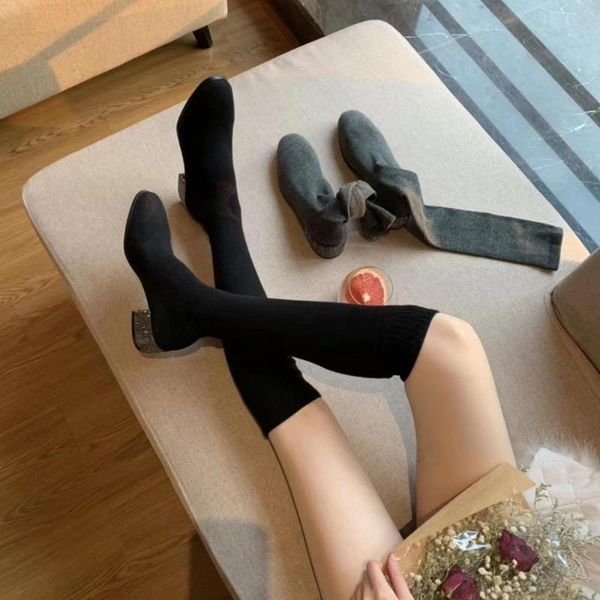 boots fashion women sock slip on over the knee stretch booties round toe rhinestone thick heeled spring/autumn, Black
boots fashion women sock slip on over the knee stretch booties round toe rhinestone thick heeled spring/autumn, Black
