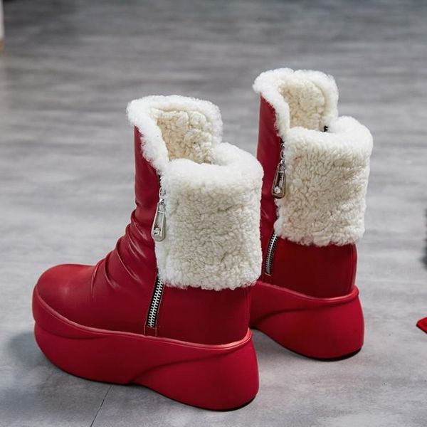 boots mljuese women ankle cow leather zippers red color platform winter wool warm snow party wedding dress l61n, Black
boots mljuese women ankle cow leather zippers red color platform winter wool warm snow party wedding dress l61n, Black