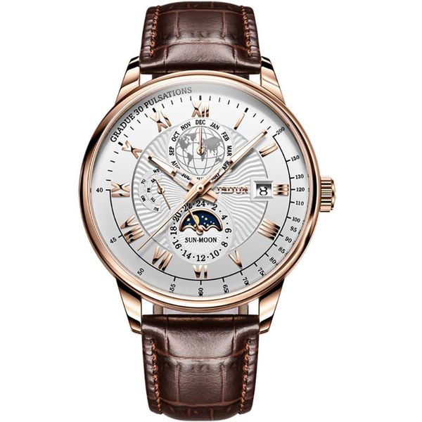 wristwatches brand jsdun luxury men's automatic mechanical watch classic moon phase leather waterproof, Slivery;brown
wristwatches brand jsdun luxury men's automatic mechanical watch classic moon phase leather waterproof, Slivery;brown