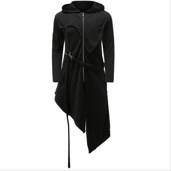 men's trench coats 2021 men black hooded coat loose long irregular spring autumn male streetwear fashion gothic windbreaker overcoat, Tan;black
men's trench coats 2021 men black hooded coat loose long irregular spring autumn male streetwear fashion gothic windbreaker overcoat, Tan;black