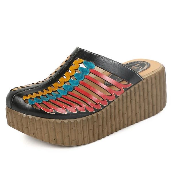 slippers women sandals flip flops beach summer leather shoes ethnic home wedges platform size 35-40, Black
slippers women sandals flip flops beach summer leather shoes ethnic home wedges platform size 35-40, Black