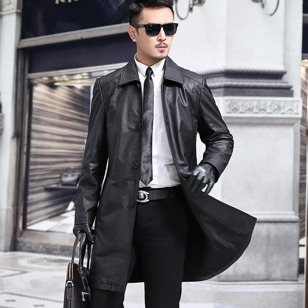 men's fur & faux leather imported cowskin turn collar windshield long casual business jacket., Black
men's fur & faux leather imported cowskin turn collar windshield long casual business jacket., Black