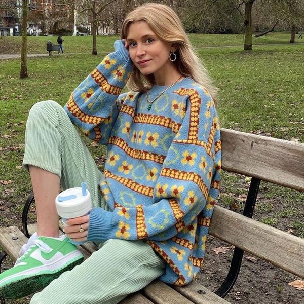women's sweaters blue oversized sweater women o neck casual pullover loose floral 90s fashion knitted vintage winter streetwear 2021, White;black
women's sweaters blue oversized sweater women o neck casual pullover loose floral 90s fashion knitted vintage winter streetwear 2021, White;black