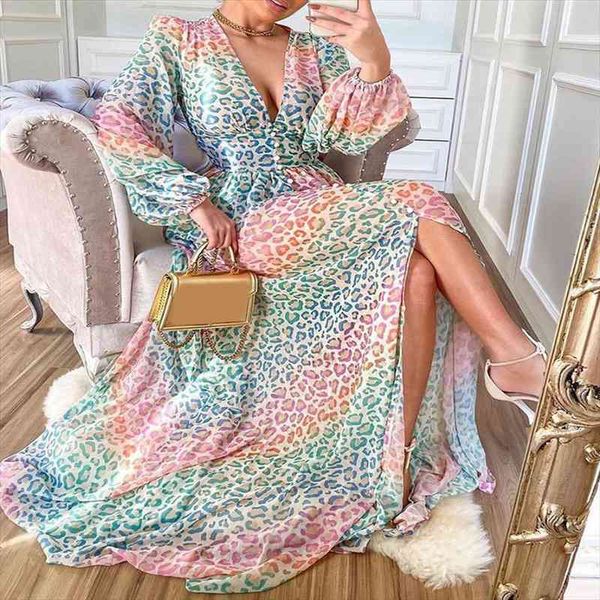 print long sleeve dress leopard v neck casual fashion button dresses summer high side split elegant party loose women dress, Black;gray
print long sleeve dress leopard v neck casual fashion button dresses summer high side split elegant party loose women dress, Black;gray