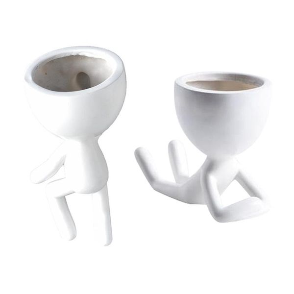 pcs home hanging vase flower planter pots white resin art wall sculpture pot decor, b & d vases