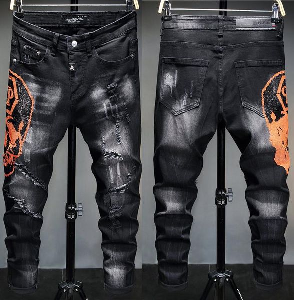 men's jeans european style men brand elasticity skinny slim straight denim trousers skulls biker hole black pants for, Blue
men's jeans european style men brand elasticity skinny slim straight denim trousers skulls biker hole black pants for, Blue