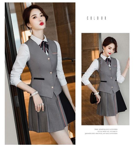 women's vests ladies grey waistcoat vest women business suits 2 piece skirt and sets work office uniforms styles ol, Black;white
women's vests ladies grey waistcoat vest women business suits 2 piece skirt and sets work office uniforms styles ol, Black;white
