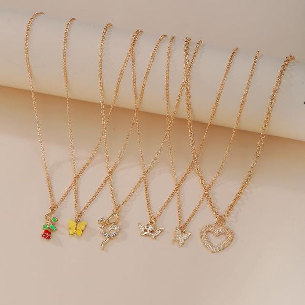 chains united states cross-border multi-layer love pendant necklace creative simple rose 6 collarbone chain, Silver
chains united states cross-border multi-layer love pendant necklace creative simple rose 6 collarbone chain, Silver