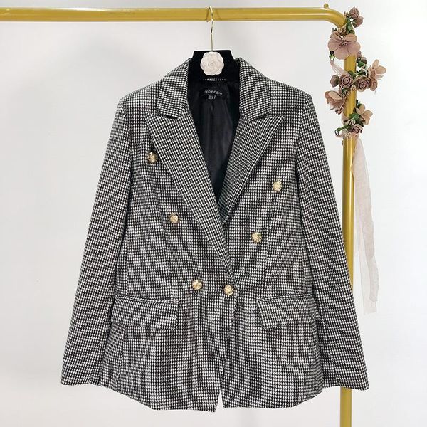 women's suits & blazers 2021 early spring retro houndstooth double-breasted temperament suit jacket female, White;black
women's suits & blazers 2021 early spring retro houndstooth double-breasted temperament suit jacket female, White;black