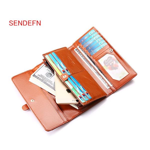 wallets sendefn design vintage style leather women wallet long lady purse card holder phone pocket female coin bag, Red;black
wallets sendefn design vintage style leather women wallet long lady purse card holder phone pocket female coin bag, Red;black