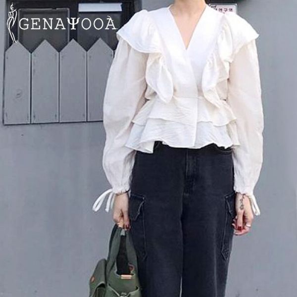 genayooa spring solid blouse women ruffles v neck womens and blouses vintage long sleeve ladies korean fashion 210417, White
genayooa spring solid blouse women ruffles v neck womens and blouses vintage long sleeve ladies korean fashion 210417, White