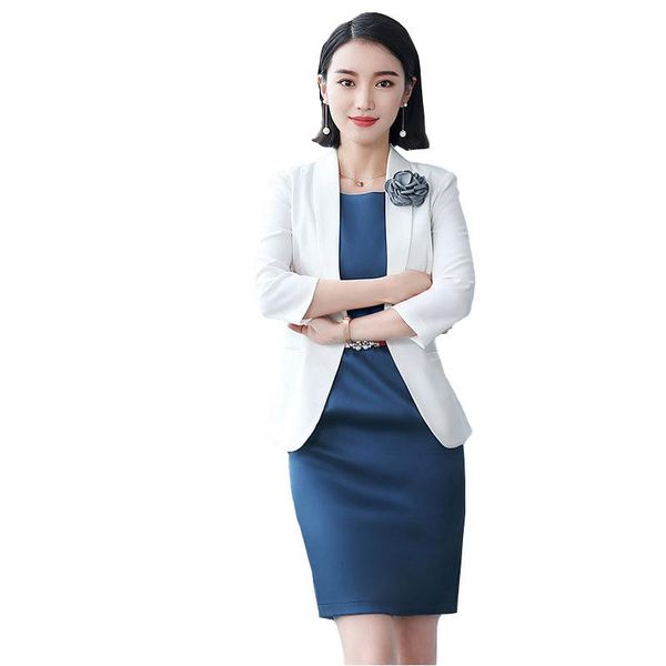 work dresses autumn summer middle sleeve dress + blazer 2pcs suit professional business white workers staff woman ol office lady uniform, White;black
work dresses autumn summer middle sleeve dress + blazer 2pcs suit professional business white workers staff woman ol office lady uniform, White;black