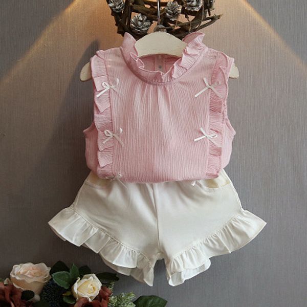 summer girls clothing set sleeveless shirt + solid color shorts 2pcs fashion children clothes suit 210515, White
summer girls clothing set sleeveless shirt + solid color shorts 2pcs fashion children clothes suit 210515, White