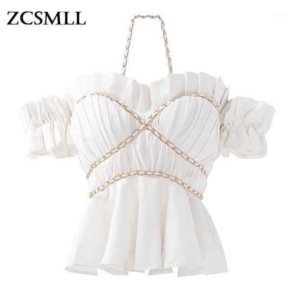 women's blouses & shirts zcsmll casual ruched shirt for women slash neck puff short sleeve patchwork chain slim female summer fashion s, White
women's blouses & shirts zcsmll casual ruched shirt for women slash neck puff short sleeve patchwork chain slim female summer fashion s, White