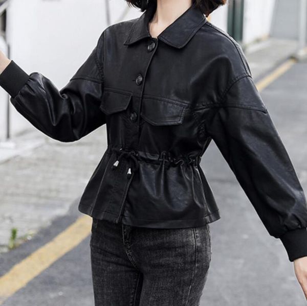 women's leather & faux spring and autumn lapel collar women loose sheepskin motorcycle jacket trend female fashion casual coat m-2xl, Black
women's leather & faux spring and autumn lapel collar women loose sheepskin motorcycle jacket trend female fashion casual coat m-2xl, Black
