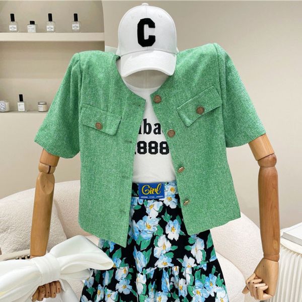 women's jackets 2021 elegant temperament summer o-neck single-breasted outwear design solid color slim casual short sleeve women j, Black;brown
women's jackets 2021 elegant temperament summer o-neck single-breasted outwear design solid color slim casual short sleeve women j, Black;brown