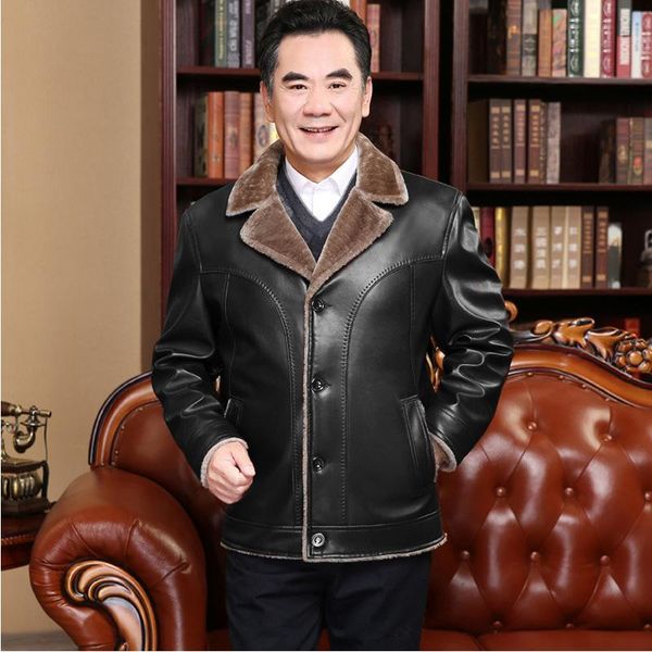 men's fur & faux plus velvet mens leather jacket winter thick single breasted pu jakcet men pocket solid casual coat outwear oversized, Black
men's fur & faux plus velvet mens leather jacket winter thick single breasted pu jakcet men pocket solid casual coat outwear oversized, Black