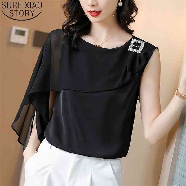 black blouses women short sleeve chiffon blouse summer fashion flying sleeves o-neck office lady clothes blusas 13748 210506, White
black blouses women short sleeve chiffon blouse summer fashion flying sleeves o-neck office lady clothes blusas 13748 210506, White