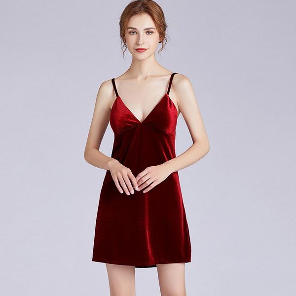 women's sleepwear lady chemise nightgown velvet spaghetti strap nightdress mini side split sleep dress v-neck intimate lingerie, Black;red
women's sleepwear lady chemise nightgown velvet spaghetti strap nightdress mini side split sleep dress v-neck intimate lingerie, Black;red